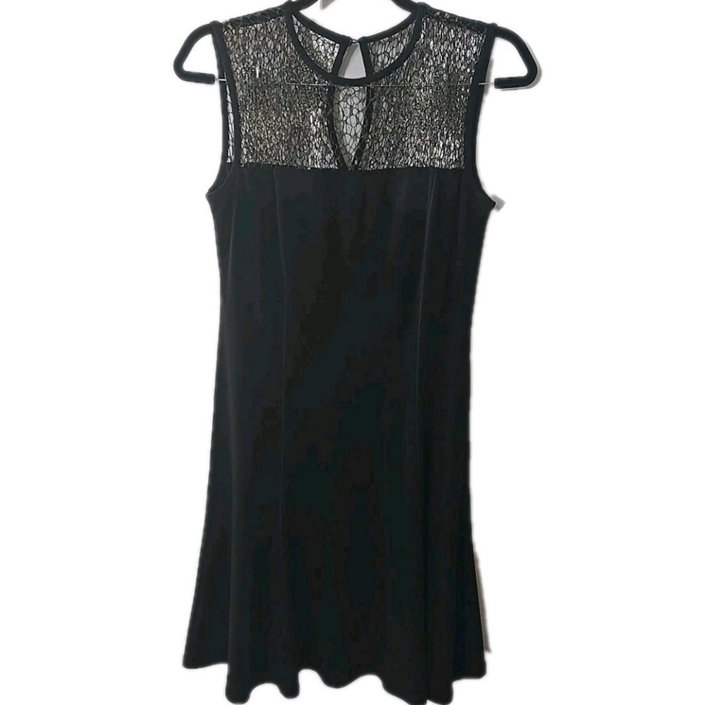 Eva Varro Black With Gold Midi Stretch Dress‎ Women's Size Medium